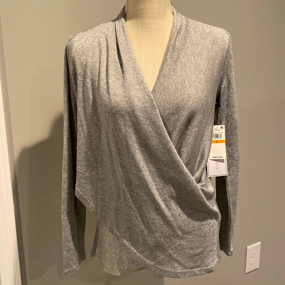 1.State Draped Cross Front Top Size: S